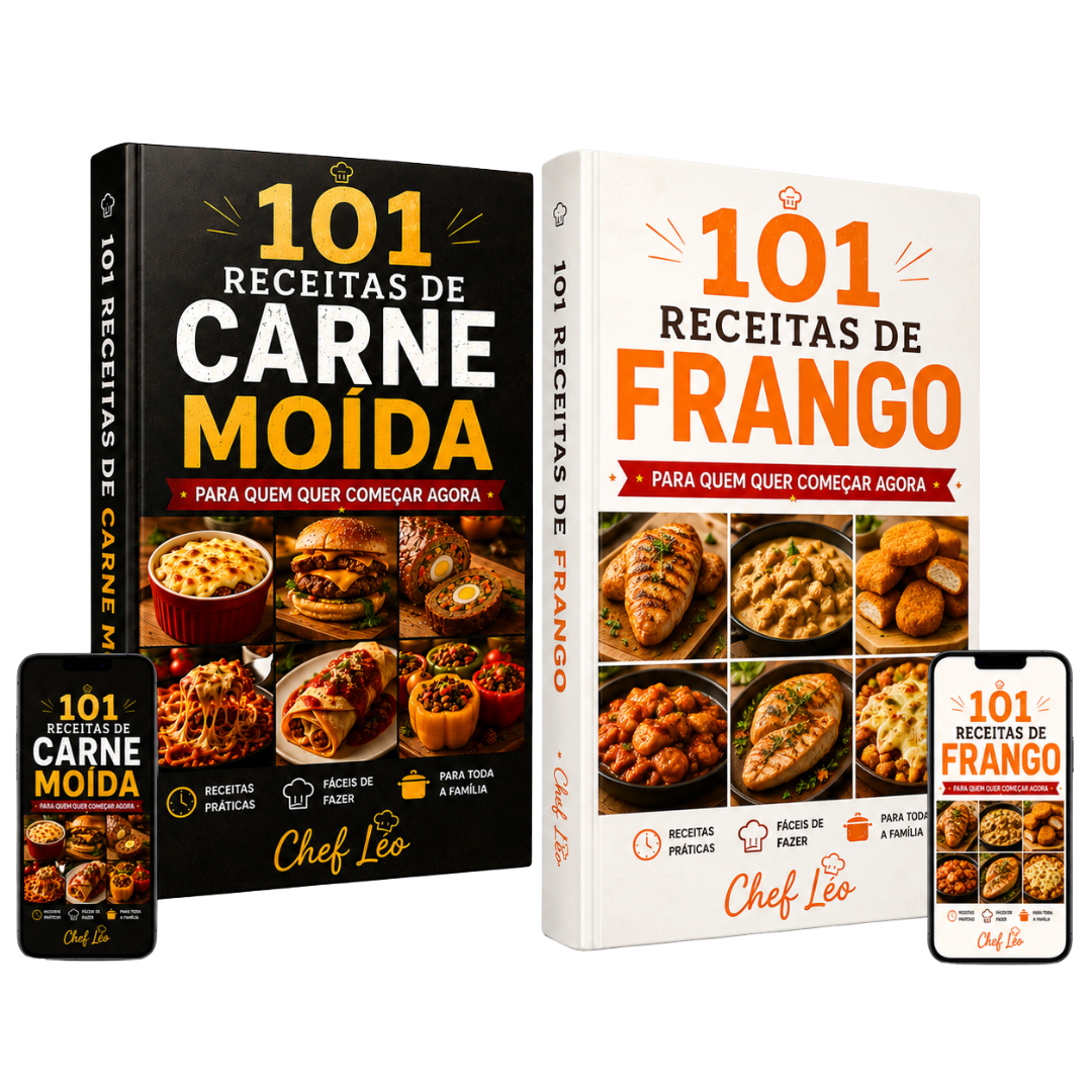 Combo 101 Receitas de Carne Moída + 101 Receitas de Frango